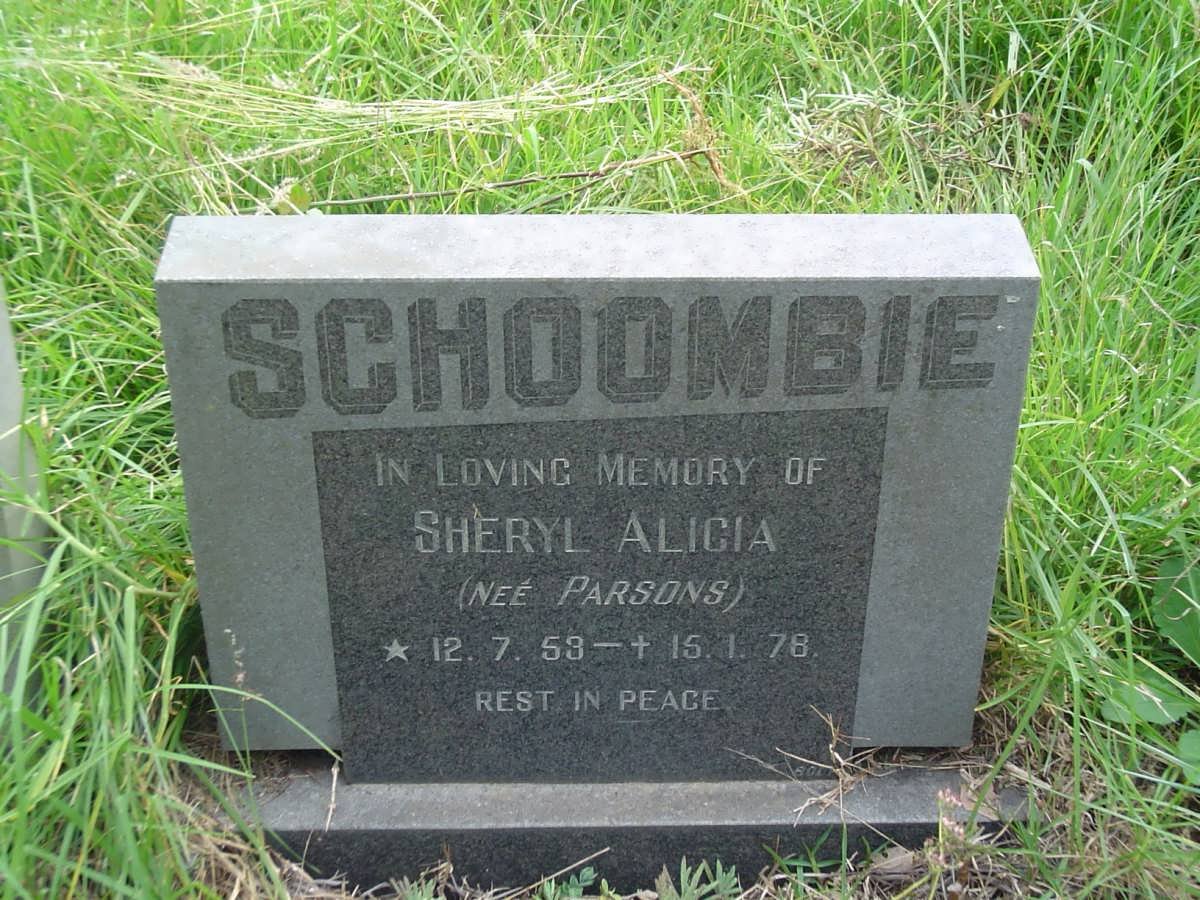 SCHOOMBIE Sheryl Alicia nee PARSONS 1953-1978