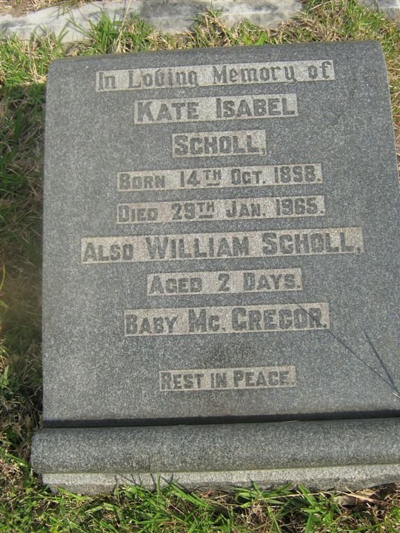 SCHOLL Kate Isabel 1898-1965 :: SCHOLL William 