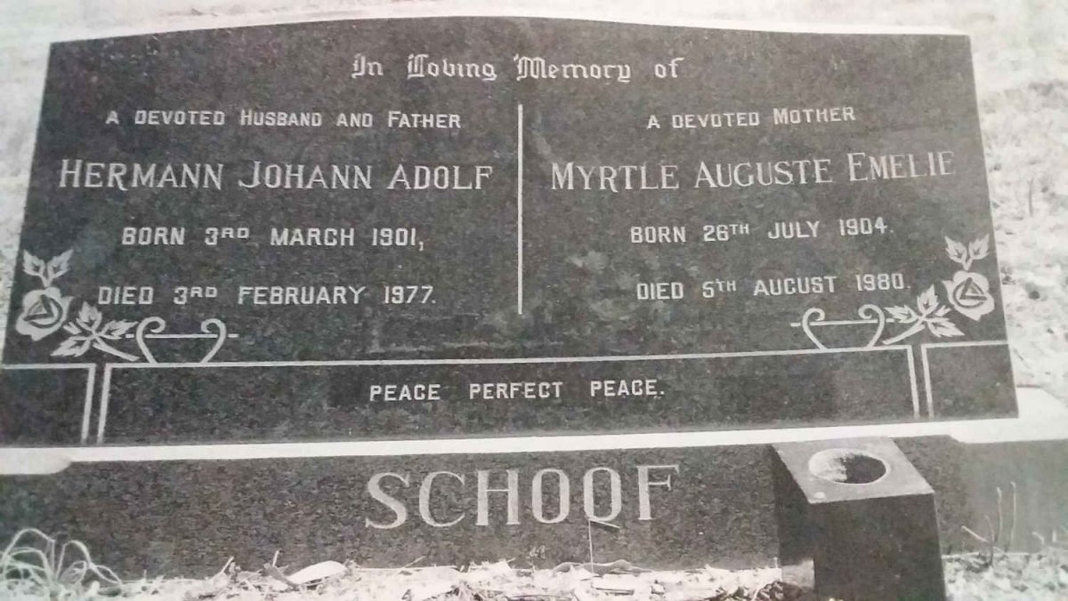 SCHOOF Hermann Johann Adolf 1901-1977 &amp; Myrtle Auguste Emelie 1904-1980
