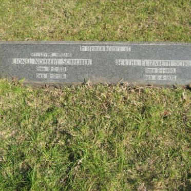 SCHREIBER Lionel Norbert 1891-1961 &amp; Bertha Elizabeth 1890-1976