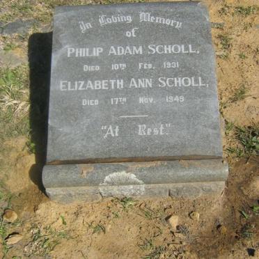 SCHOLL Philip Adam -1931 &amp; Elizabeth Ann -1949