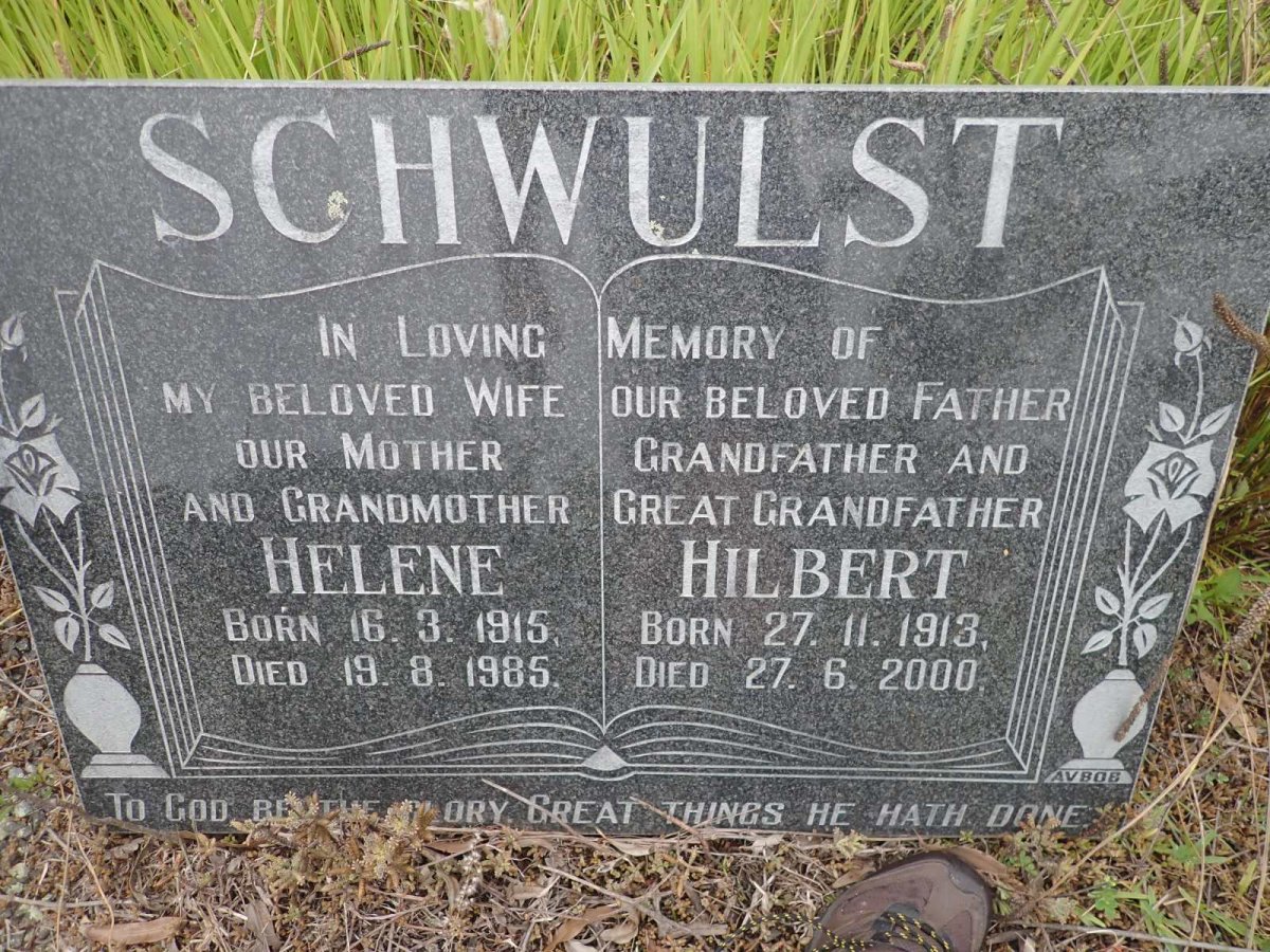 SCHWULST Hilbert 1913-2000 &amp; Helene 1915-1985