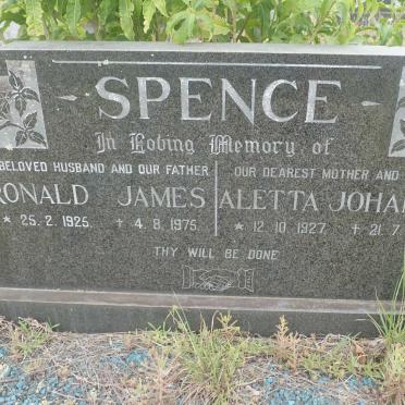 SPENCE Ronald James 1925-1975 &amp; Aletta Johanna 1927-1980