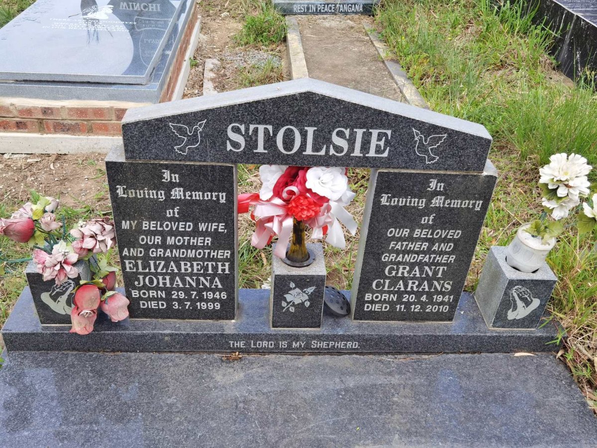 STOLSIE Grant Clarans 1941-2010 & Elizabeth Johanna 1946-1999