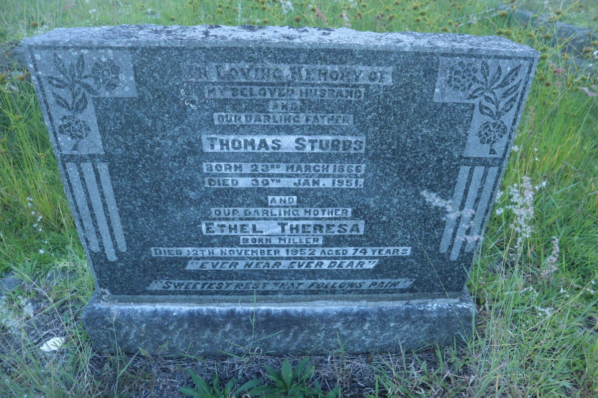 STUBBS Thomas 1866-1951 &amp; Ethel Theresa MILLER -1952