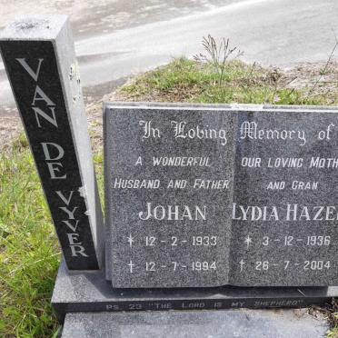 VYVER Johan, van de 1933-1994 & Lydia Hazel 1936-2004