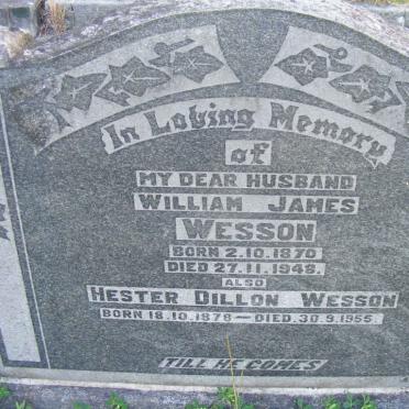 WESSON William James 1870-1948 &amp; Hester Dillon 1878-1955
