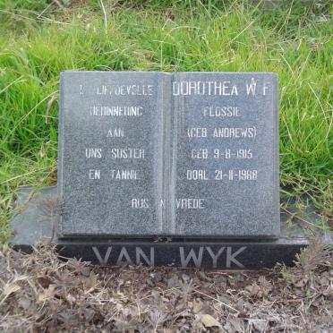 WYK Dorothea W.F., van nee ANDREWS 1915-1988