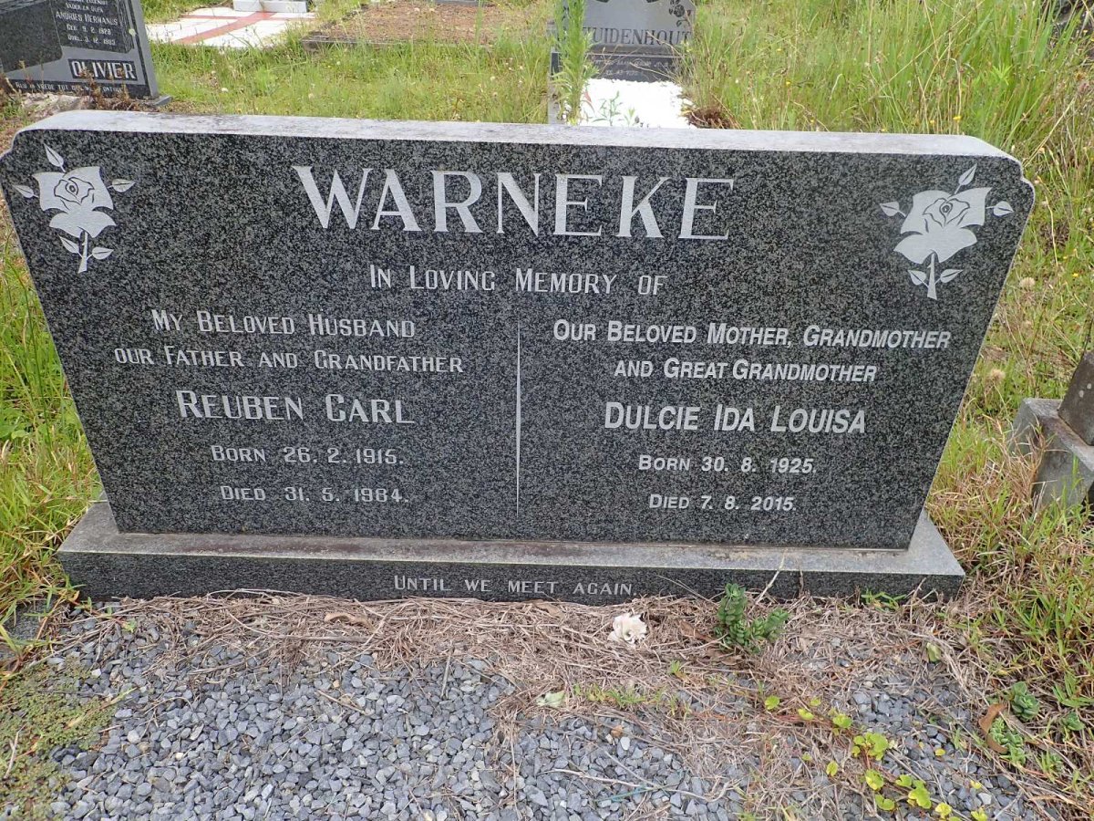 WARNEKE Reuben Carl 1915-1984 &amp; Dulcie Ida Louisa 1925-2015