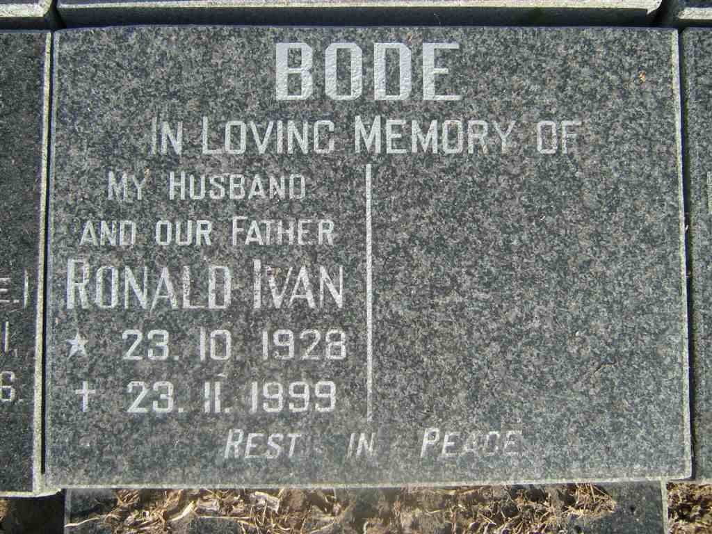 BODE Ronald Ivan 1928-1999
