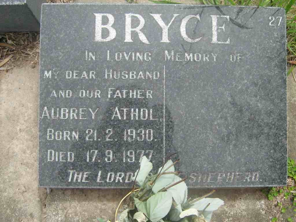 BRYCE Aubrey Athol 1930-1977