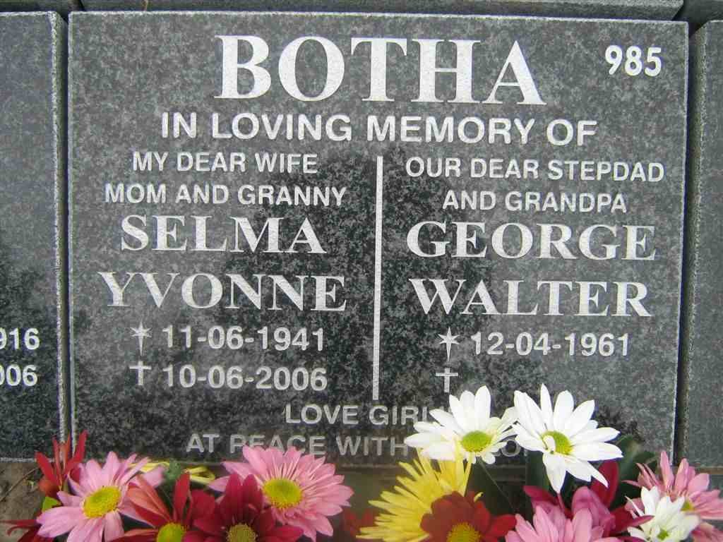 BOTHA Selma Yvonne 1941-2006 :: BOTHA George Walter 1961-
