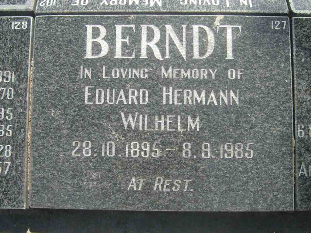 BERNDT Eduard Hermann Wilhelm 1895-1985