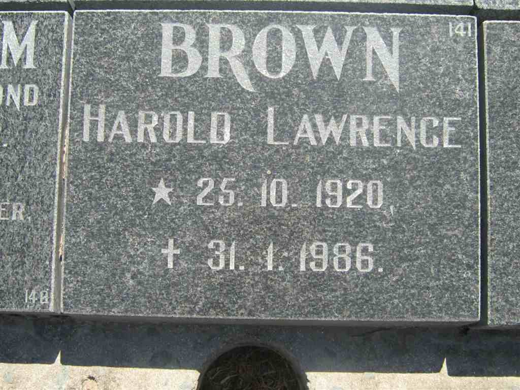 BROWN Harold Lawrence 1920-1986