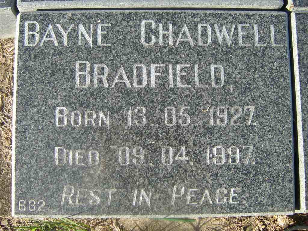BRADFIELD Bayne Chadwell 1927-1997