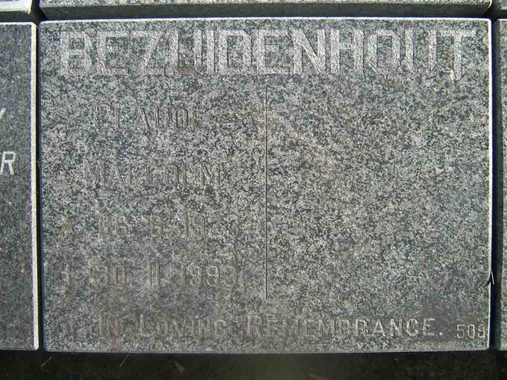 BEZUIDENHOUT Claude Malcolm 1923-1993