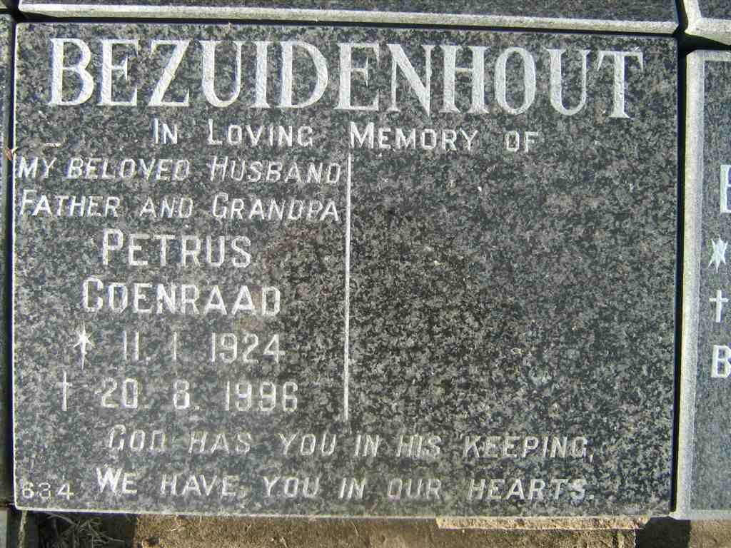 BEZUIDENHOUT Petrus Coenraad 1924-1996