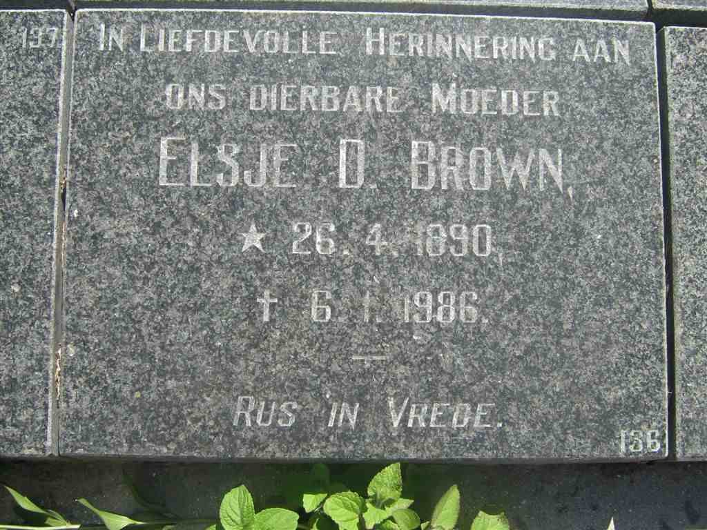 BROWN Elsje D. 1890-1986