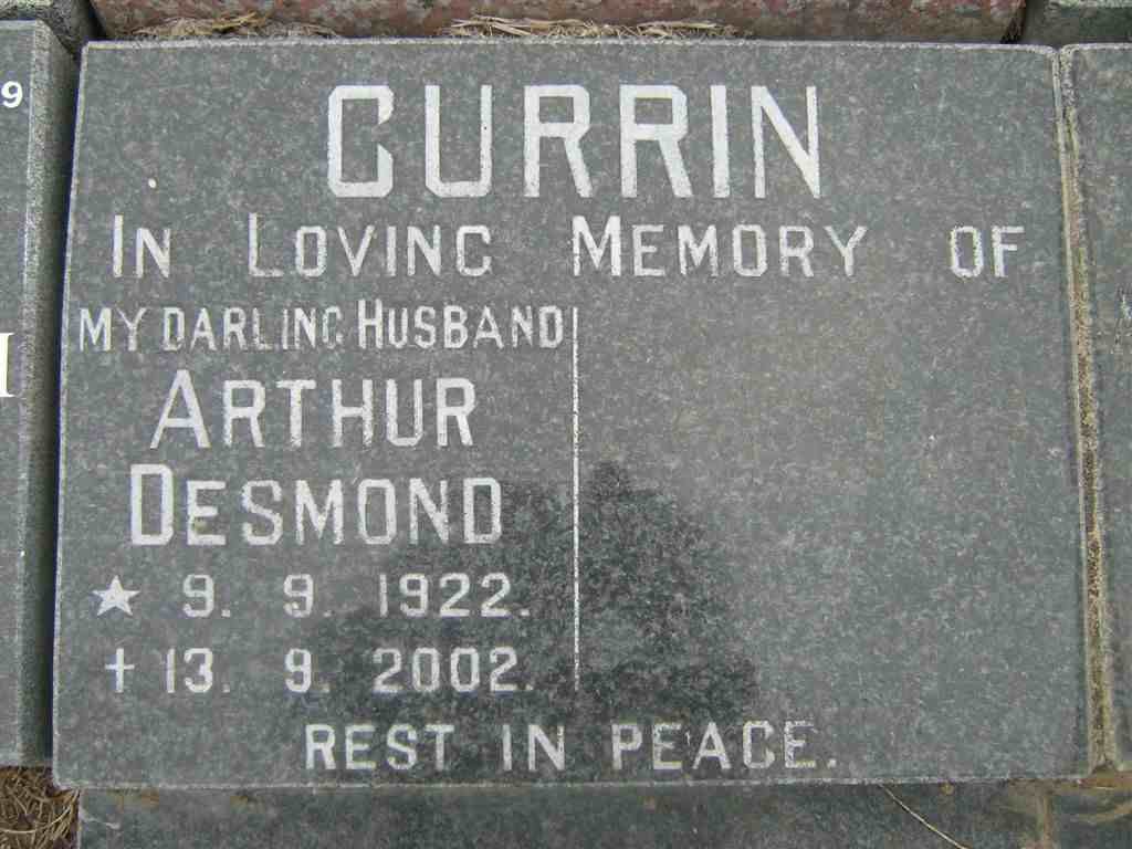 CURRIN Arthur Desmond 1922-2002