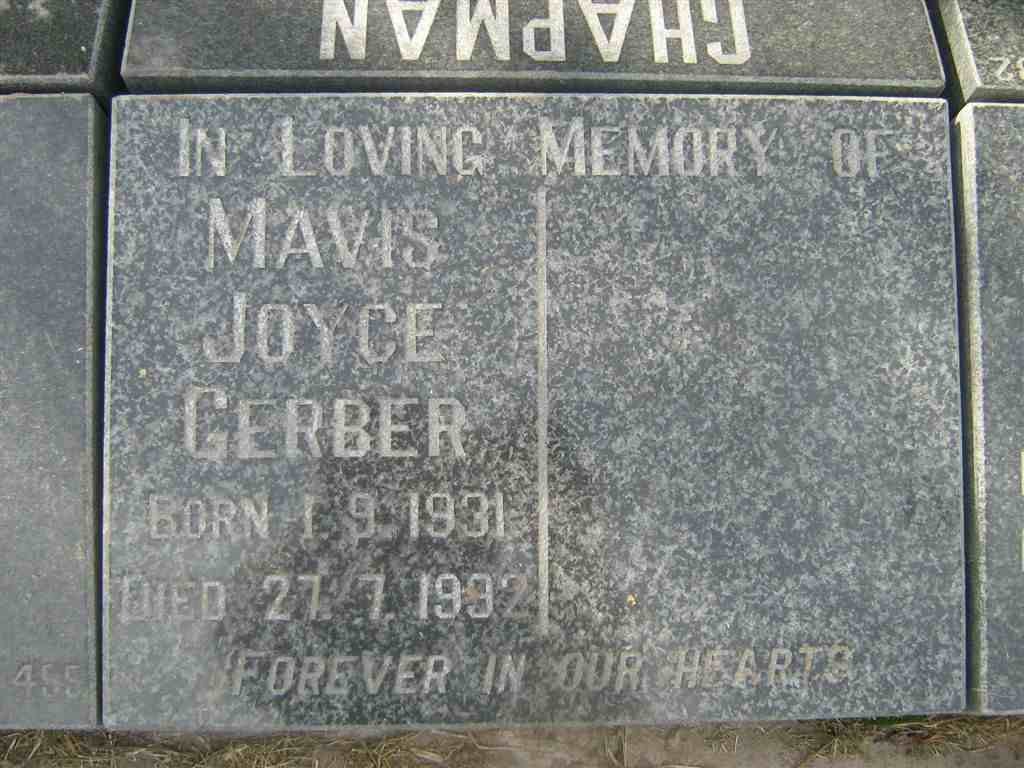 GERBER Mavis Joyce 1931-1992