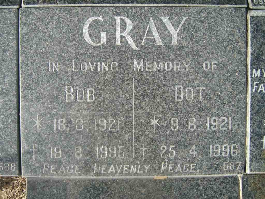 GRAY Bob 1921-1995 &amp; Dot 1921-1996