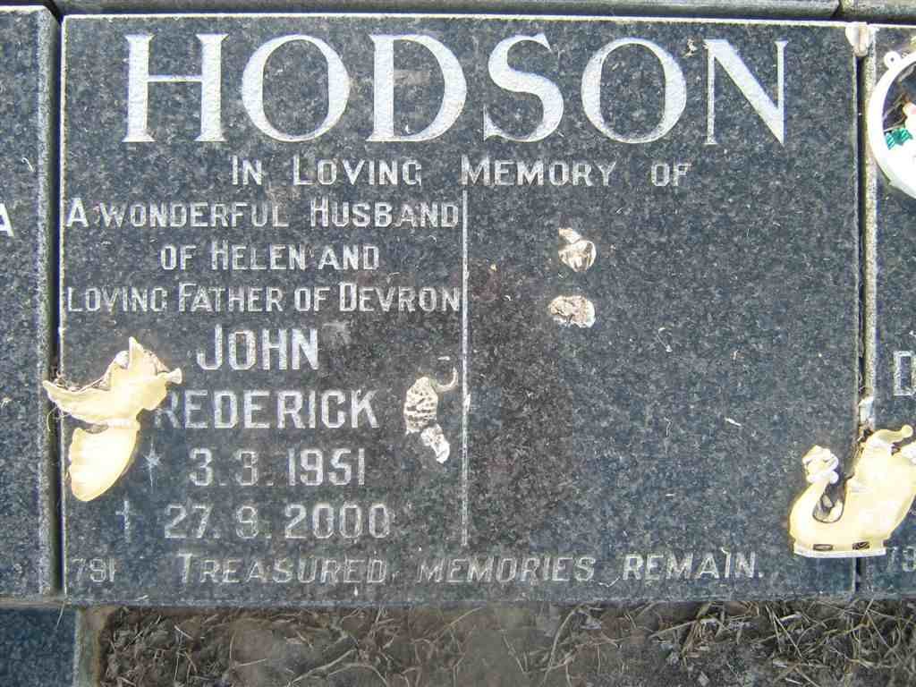 HODSON John Rederick 1951-2000