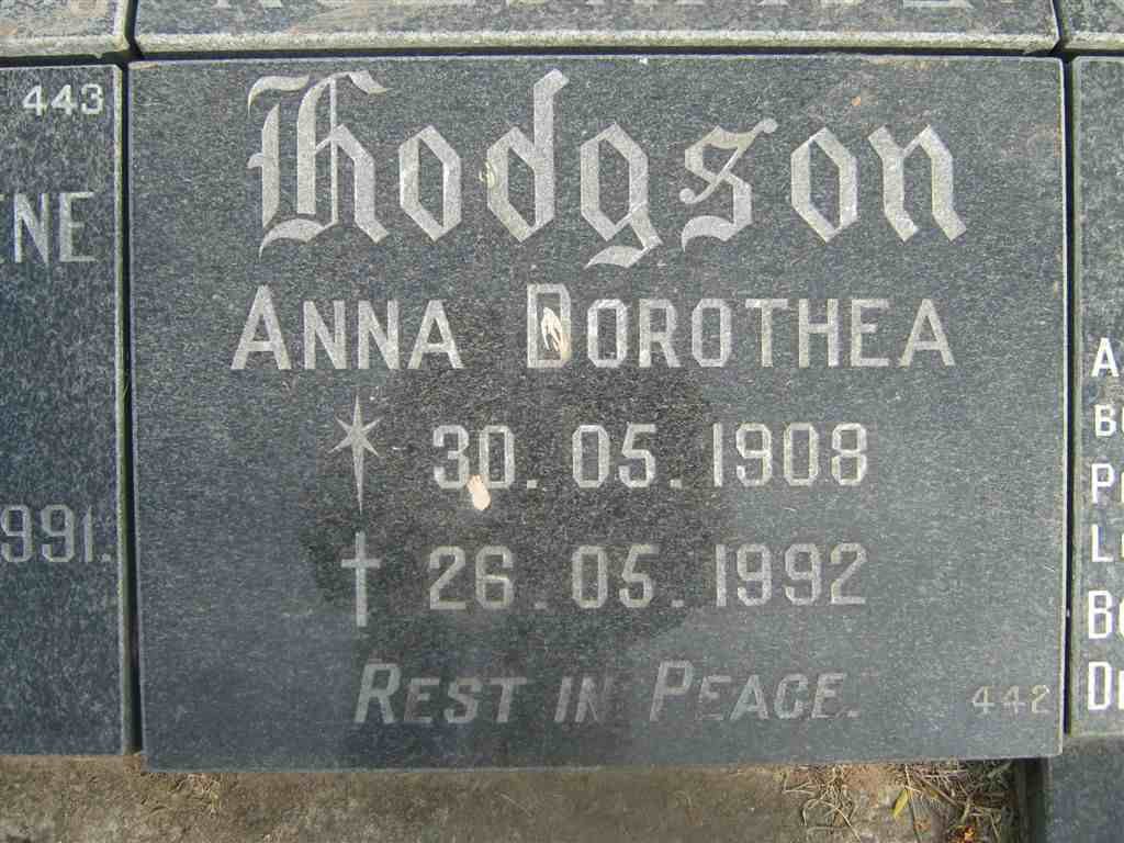 HODGSON Anna Dorothea 1908-1992