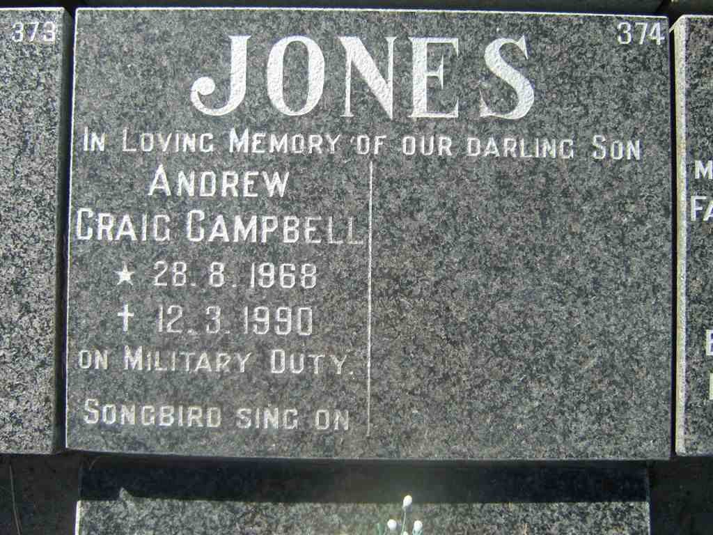 JONES Andrew Craig Campbell 1968-1990