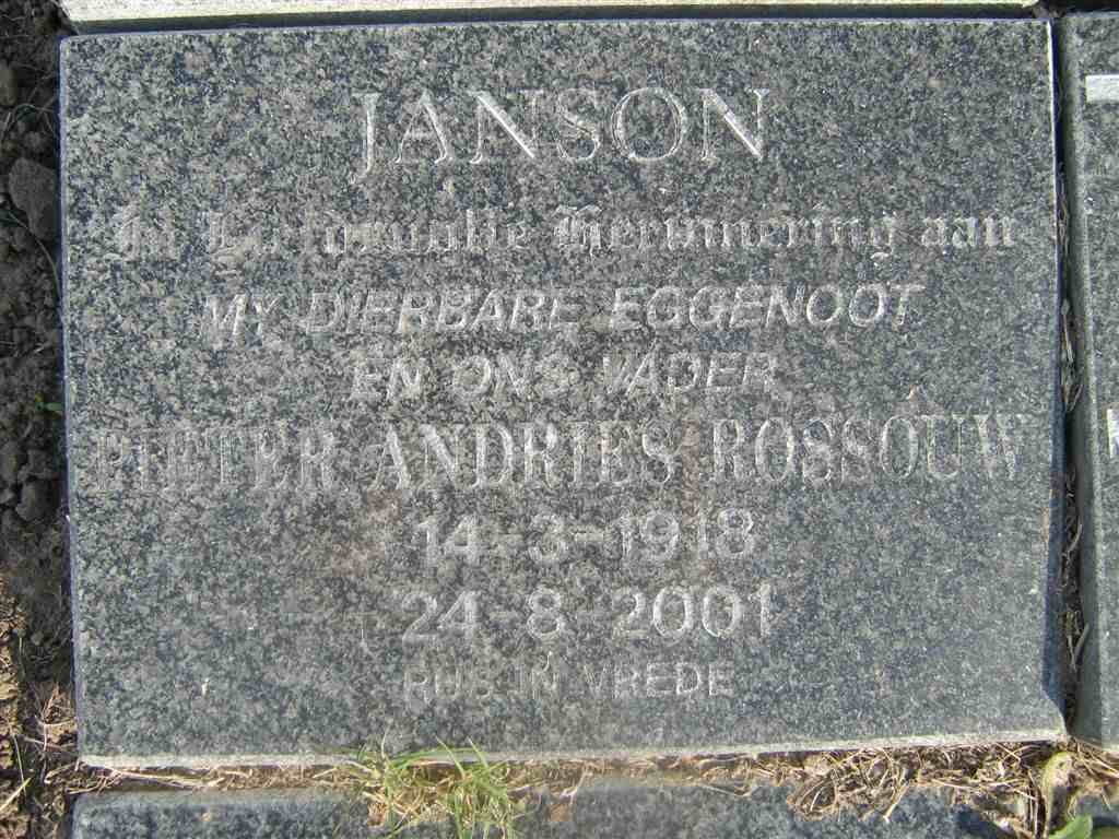 JANSON Pieter Andries Rossouw 1918-2001