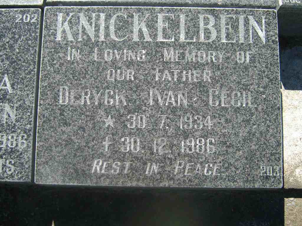 KNICKELBEIN Ivan Cecil 1934-1986