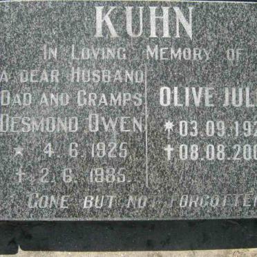 KUHN Desmond Owen 1925-1985 &amp; Olive Julia 1929-2003