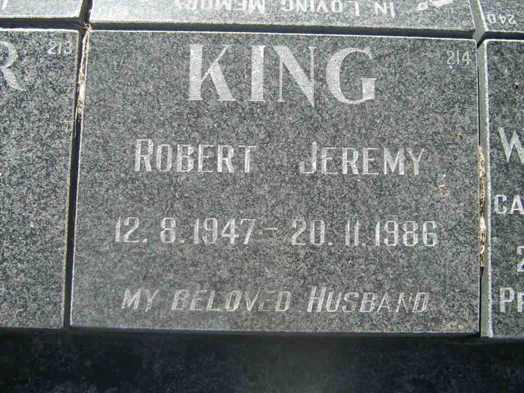 KING Robert Jeremy 1947-1986