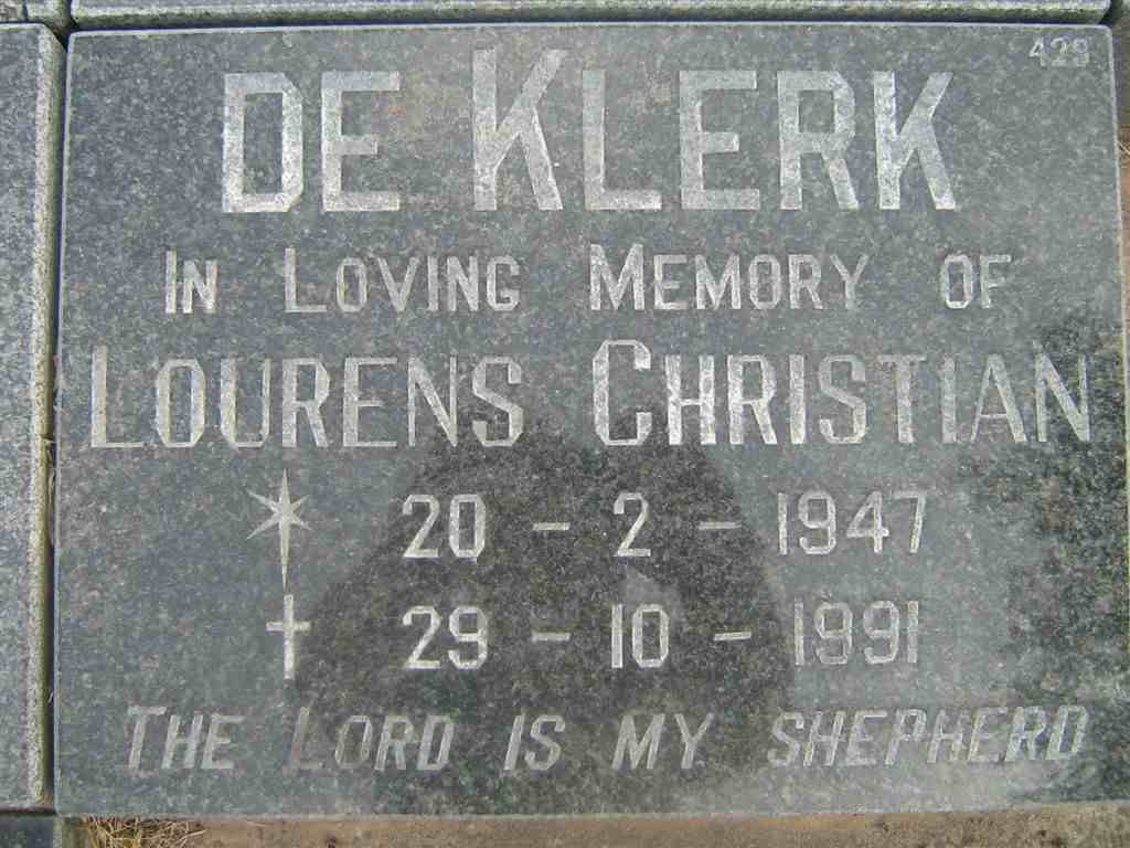 KLERK Lourens Christian, de 1947-1991