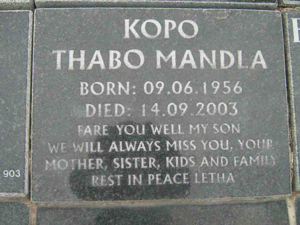 KOPO Thabo Mandla 1956-2003