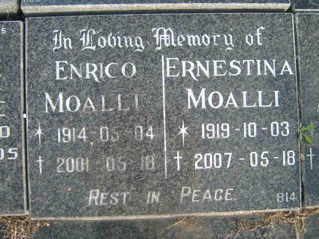 MOALLI Enrico 1914-2001 &amp; Ernestina 1919-2007