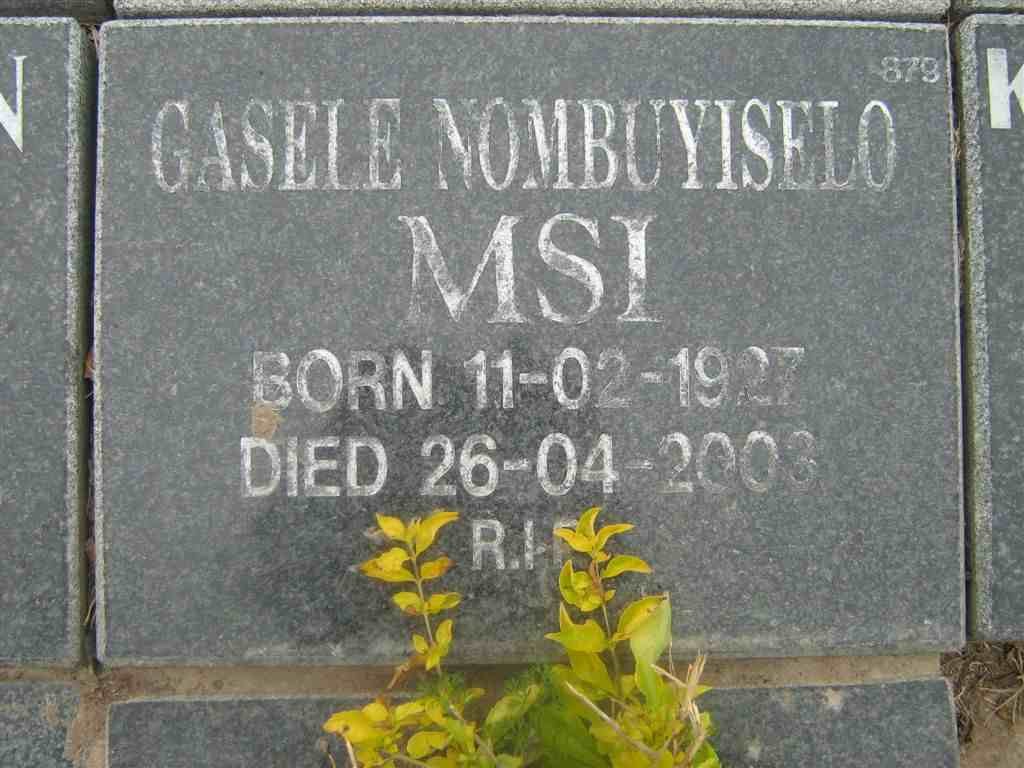 MSI Gasele Nombuyiselo 1927-2003