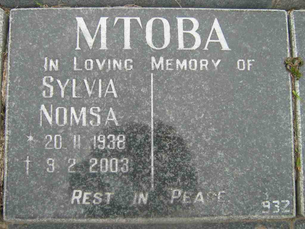 MTOBA Sylvia Nomsa 1938-2003