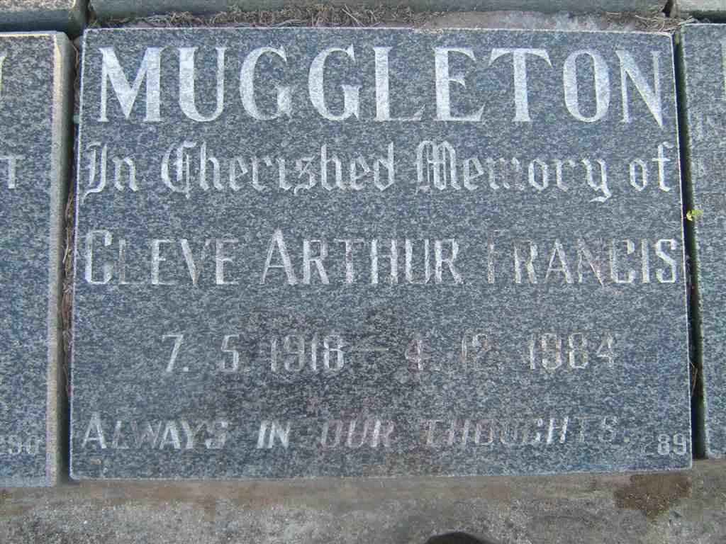 MUGGLETON Cleve Arthur Francis 1918-1984