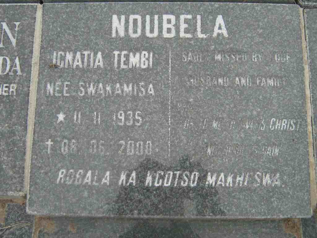 NOUBELA Ignatia Tembi nee SWAKAMISA 1935-2000