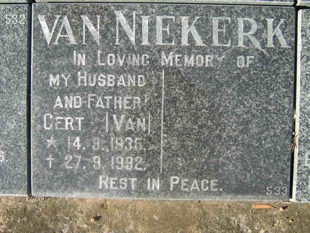 NIEKERK Gert, van 1935-1992