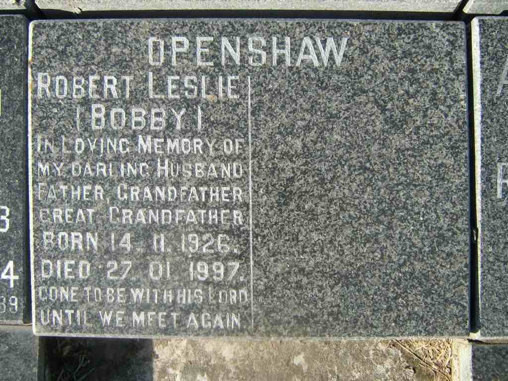 OPENSHAW Robert Leslie 1926-1997