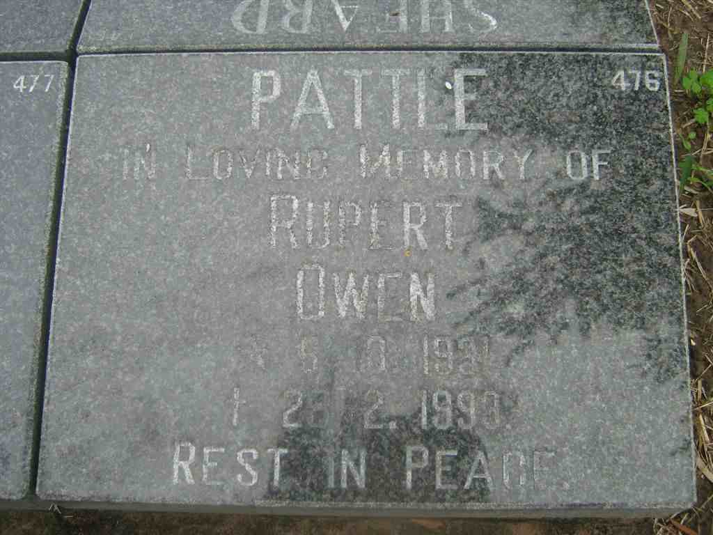 PATTLE Rupert Owen 1931-1993