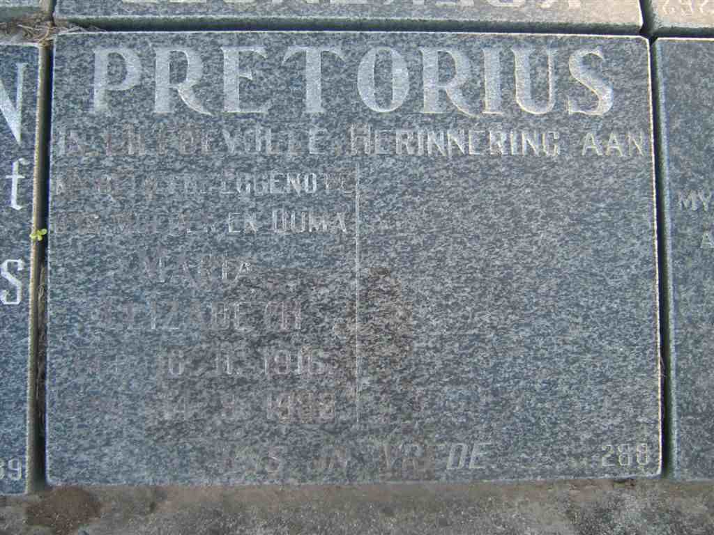 PRETORIUS Maria Elizabeth 1916-1988