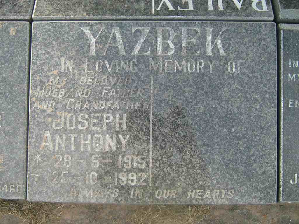 YAZBEK Joseph Anthony 1915-1992