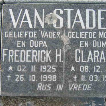 STADEN Frederick H., van 1925-1998 &amp; Clara M. 1926-1990