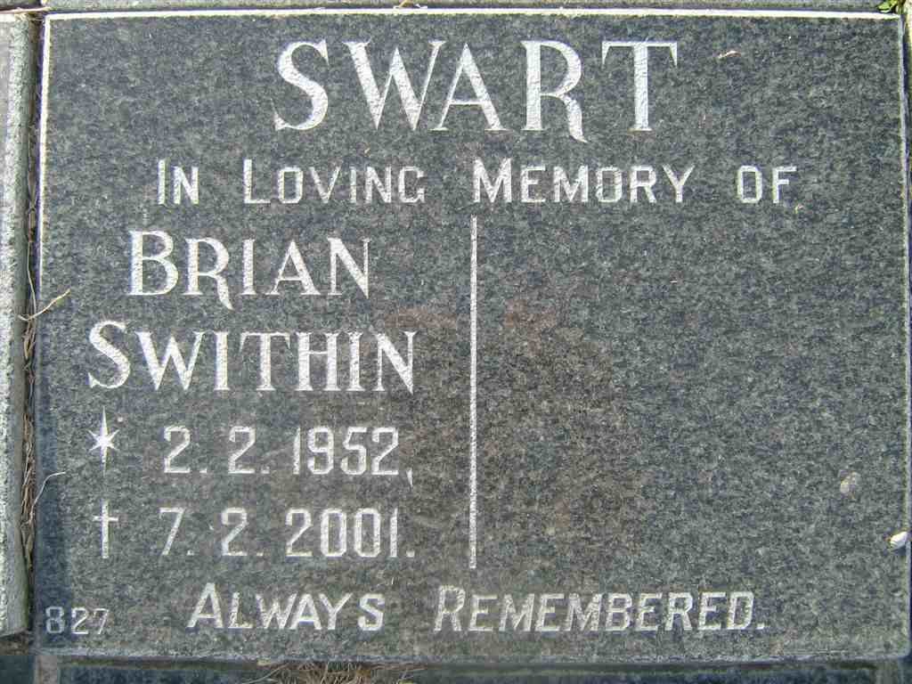 SWART Brian Swithin 1952-2001