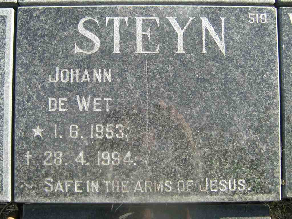 STEYN Johan de Wet 1953-1994