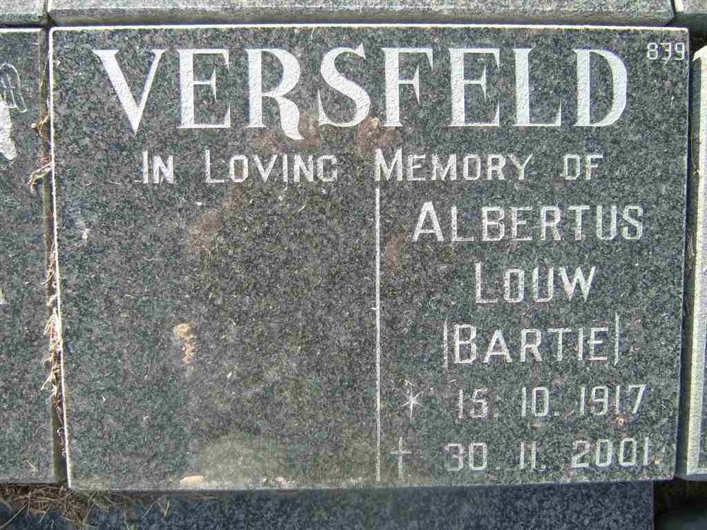 VERSFELD Albertus Louw 1917-2001