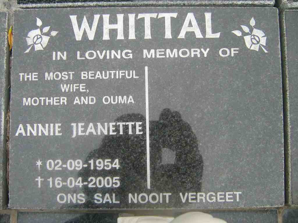 WHITTAL Annie Jeanette 1954-2005