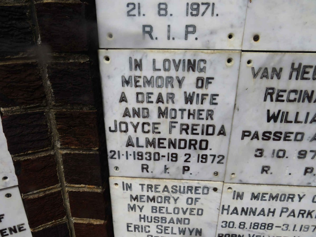 ALMENDRO Joyce Freida 1930-1972